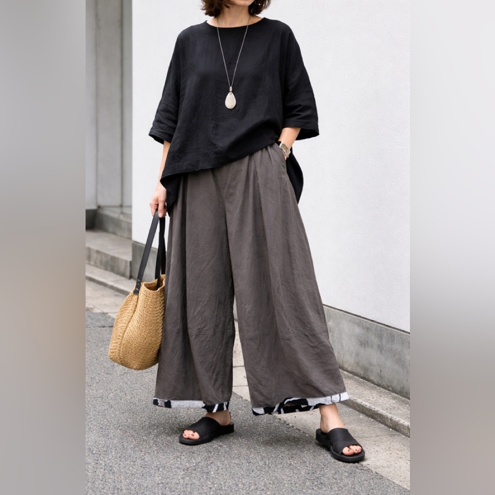 Moyuru Avant Garde Balloon Pants Wide Leg Brown Lagenlook M Unisex Mori Girl Art